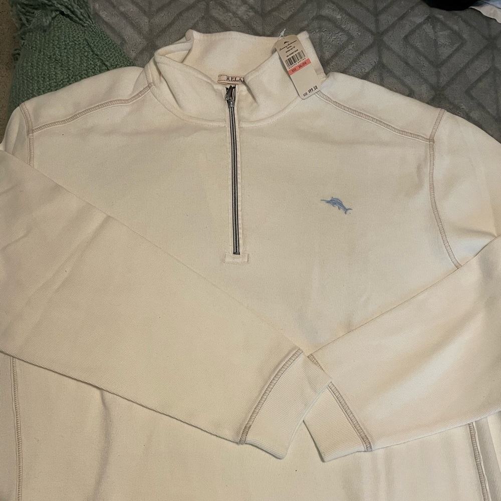 Tommy Bahamas 3XL men’s cream quarter zip sweater